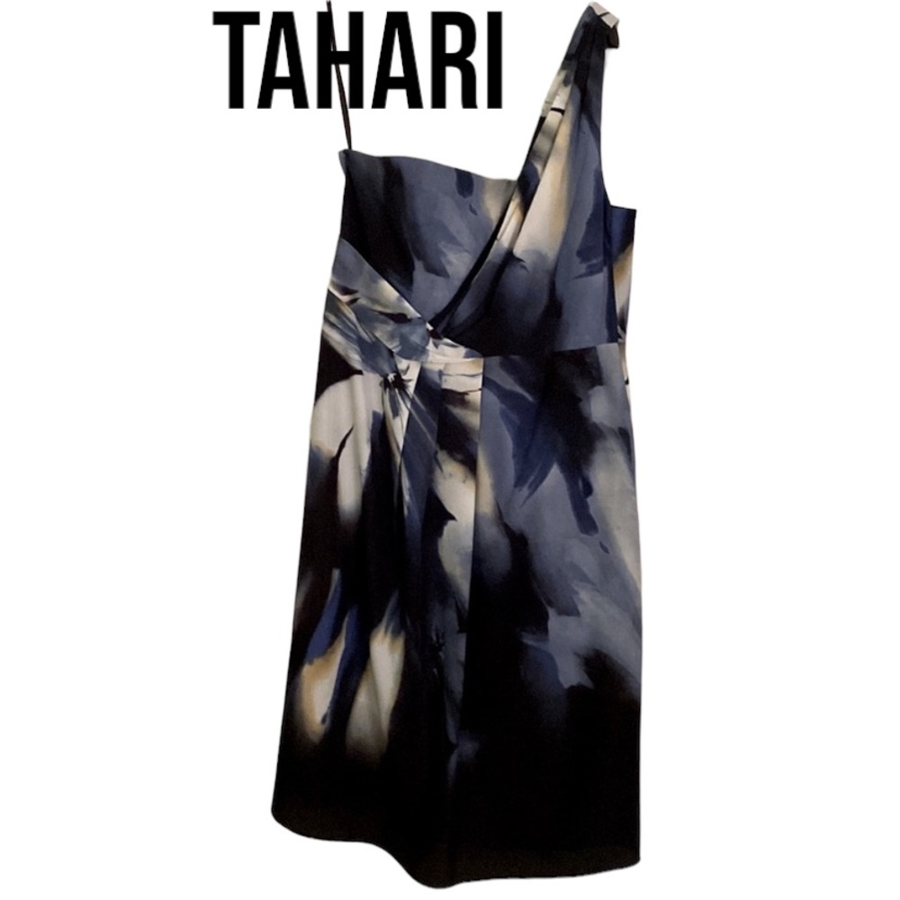 Tahari One Shoulder Women’s Dress Size 10 with Boning in Chest, Double Layer